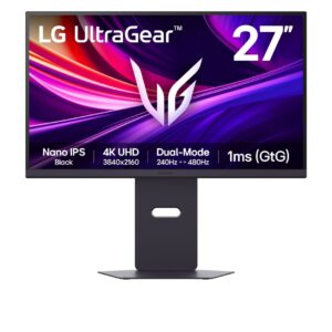 LG 27G850A 27英寸4K 240Hz/1K 480Hz双模 NanoIPS Black HDR600 DP2.1 2000:1 电竞显示器