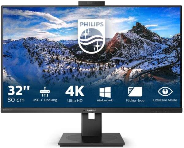 飞利浦329P1H 电脑显示器 31.5英寸4K IPS TypeC90W 内置摄像头 升降旋转 可壁挂