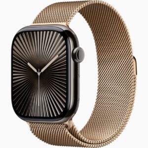 Apple Watch Series 10 石板色钛 46mm GPS+Cellular   不锈钢 米兰尼斯 金色 M/L