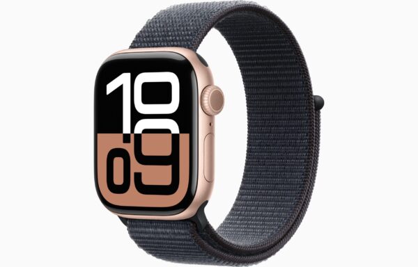 Apple Watch Series 10 玫瑰金铝 42mm GPS +Cellular 编织 回环运动型 浓黑