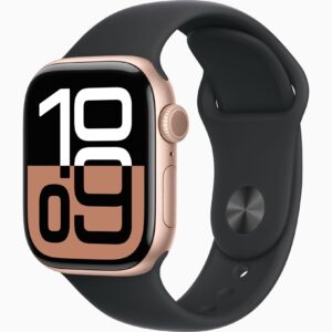 Apple Watch Series 10 玫瑰金铝 42mm GPS  橡胶 运动型 黑 M/L